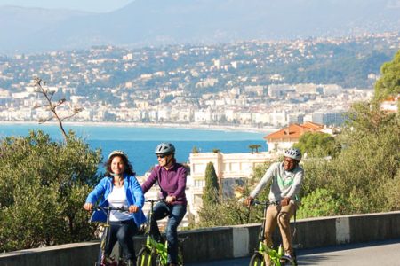 people riding bikes in french riviera